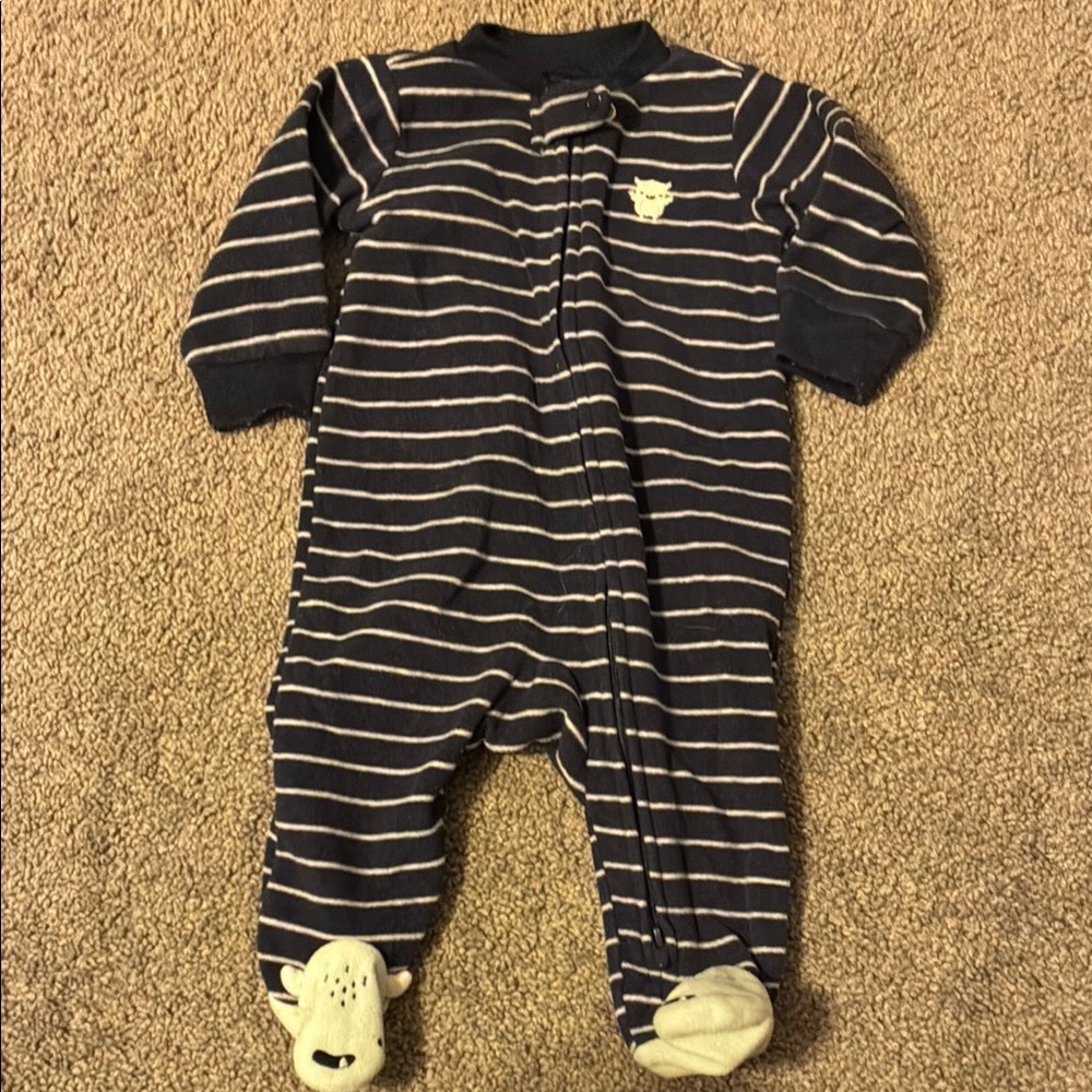 Carter's Navy and Cream Striped Footie